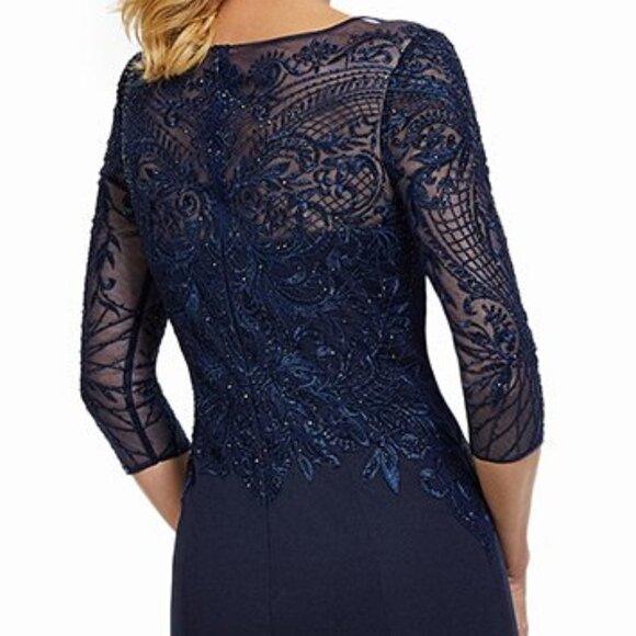 NWT MGNY By Mori Lee 72020SC Jersey Mother of the Bride Dress Navy size 4 - Picture 2 of 6